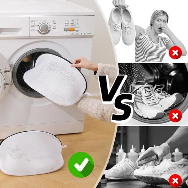 Vaskemaskinepose til sko, vaskeposer til sneakers til vaskemaskine Genanvendelig stor netpose til rejser Rengøring af sneakers Strømper BH'er