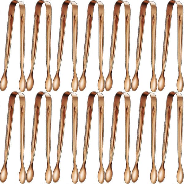 12 Sukkerklemmer Istænger Mini Serveringstænger i Rustfrit Stål (sølv, 10,9 cm)-MXBC [DB] Rose gold