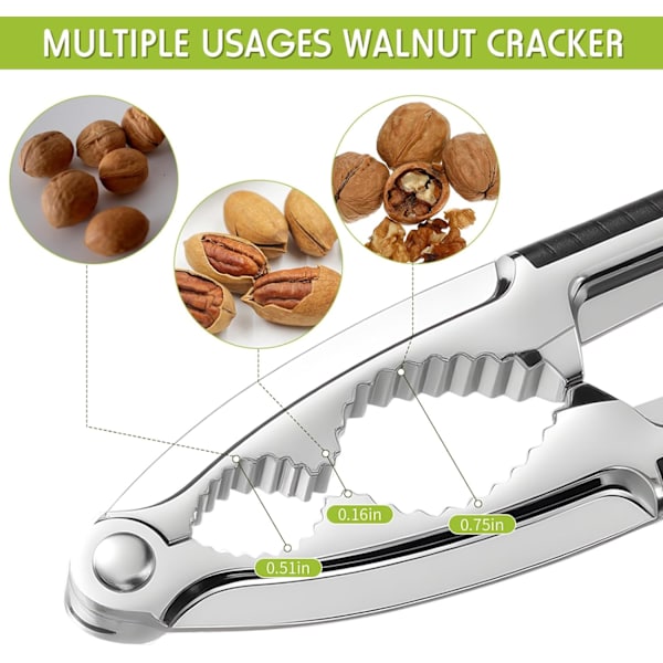2-piece Walnut Cracker Tool Set, Walnut Crusher, Metal Nutcracker, Nut Shell Breaker, Kitchen Utensil with Non-slip Handle