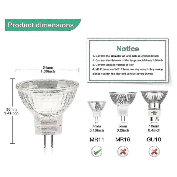 MR11 GU4 12V Halogenlampor 20W Dimbar Varmvit Glaslock 12-pack[TT]