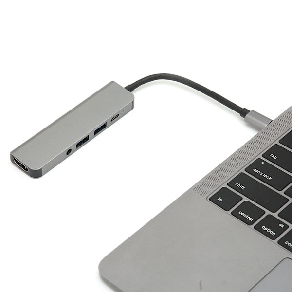 USB C Hub 5 i 1 5Gbps Överföring Typ C till Ljud PD Port Expander för Mus Tangentbord