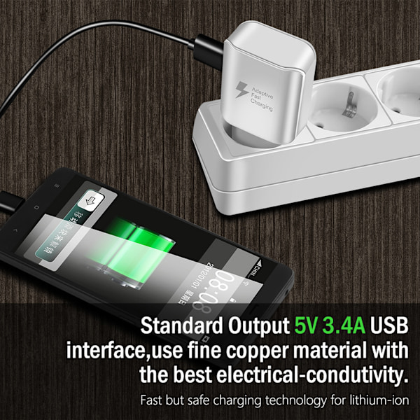 Adaptiv Snabbladdare Väggladdare AFC Sidoport USB Adapter QC Snabbladdare