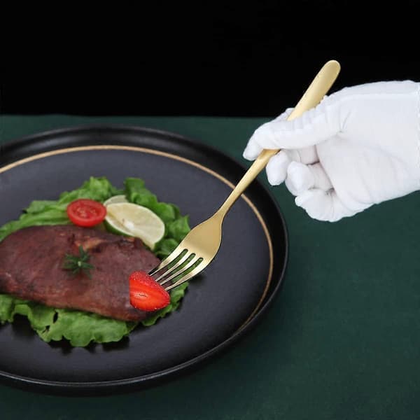 Bordsgaffel set om två, stål 22 cm bordsgaffel bestickset (guld)[TT]