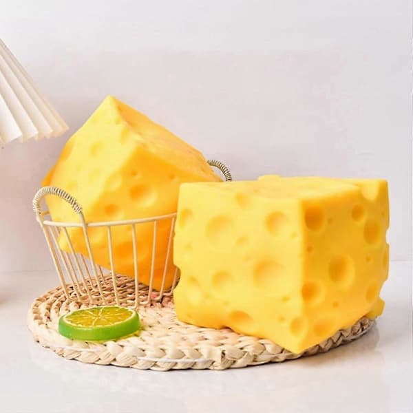 Super Cheesy, Giant Squishy Cheese Block, Jumbo Squeeze Cheeses, Gula Rebounding Squishy Cheesess för Stresslindring - Sensorisk / 12cm