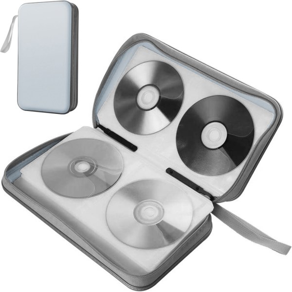 80 tablets Kapacitet cd/dvd-etui Pungholder Film-cd-opbevaringsorganisator-etui til hjemme-bil-rejse-diskpakke Silver