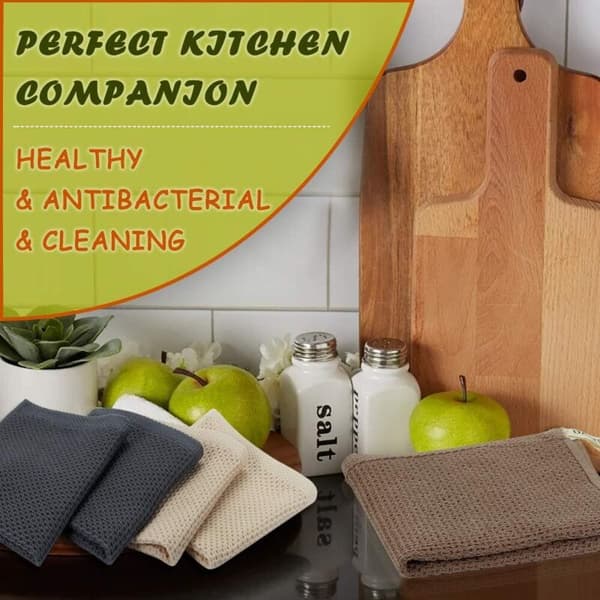 6-pack bomullsdisktrasor, superabsorberande och luddfria handdukar, 33 x 33 cm, brun - grå - beige