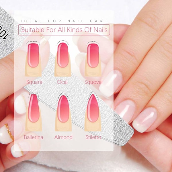 Rektangulär Nagelbuffer Kit, 12 st Dubbelsidiga 100/180 Grit Verktyg För Manikyr Och Pedikyr, Premium Tejp Och Smärgelpapp Material