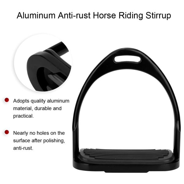 Farverig ridebøjle Anti rust Letvægts ridebøjle i aluminium (sort)