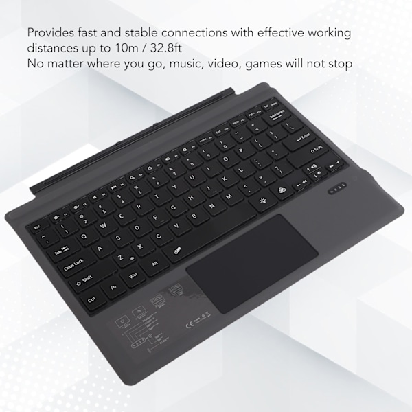 Magnetiskt Bluetooth-tangentbord Färgglad Bakgrundsbelysning Multi Touchpad Trådlöst Bluetooth 5.0 Tablet-tangentbord för Pro 3 4 5 6 7 Svart