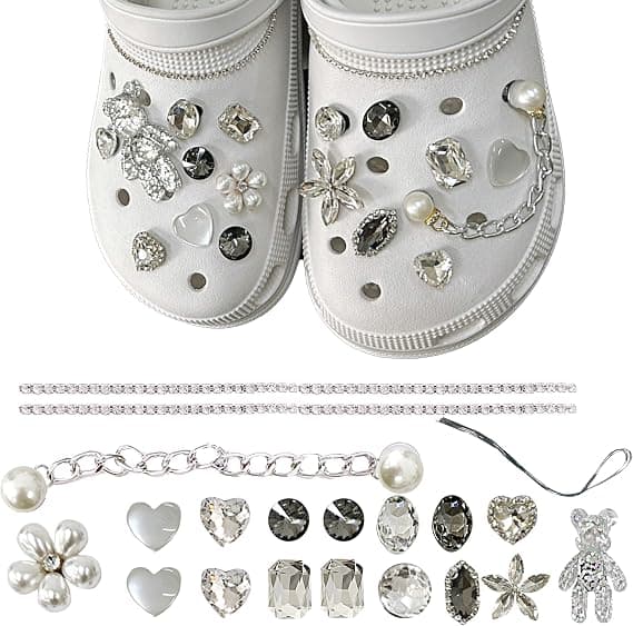 Strass Sko Blomst Tilbehør, Crocs Pins, Jibbitz, Crocs Smykker, DIY Sko Dekorationer, til Kvinder