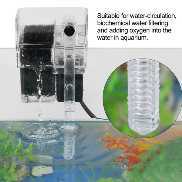 Hengende type Ekstern oksygenpumpe Vannfilter for akvariumfisketank EU-plugg 220V
