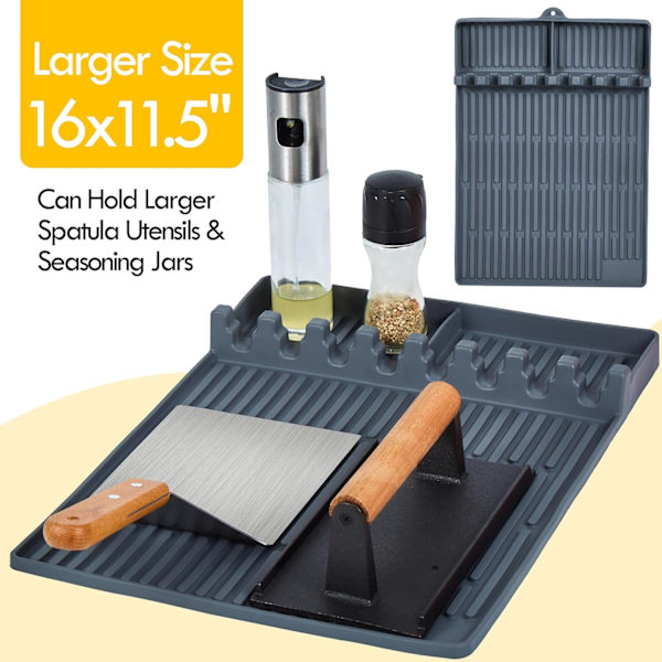 Silikoninen parilamatto Blackstonelle, suuri silikonilastalla tippatyynyllä, grilli BBQ Caddy -välineteline keittiöön, ruoanlaittoon ja