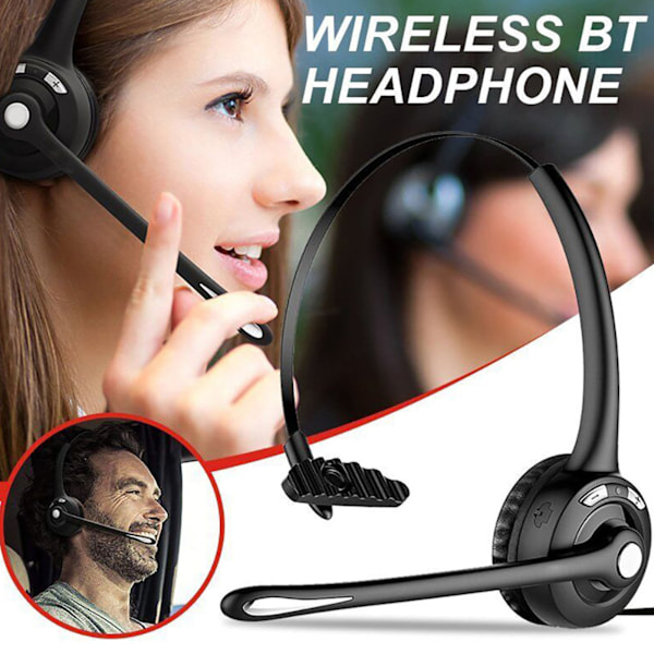 Bluetooth Telefon Headset Enkelt Öra HD Justerbar Mikrofon Trådlösa Business Hörlurar för Call Center Spelmöten