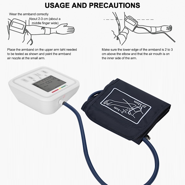 Arm Blodtrycksmätare LCD Digital Display Röst Sändning Blodtrycksmätare Armband 22-32cm