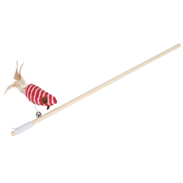 Pet Cat Teaser Wand Toy Stick stang med fjær Bell Mus Interactive Toys