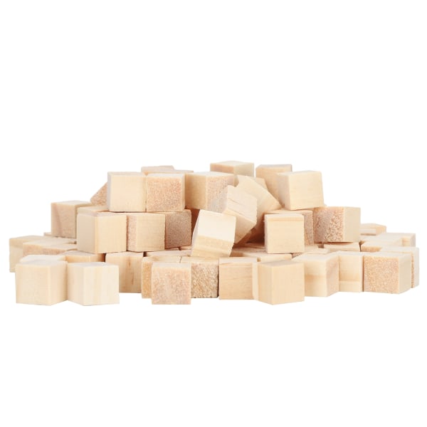 100 stk. treklosser i furu, firkantede tomme blokker for DIY-håndverk, tidlig barndom puslespillleke 10 mm