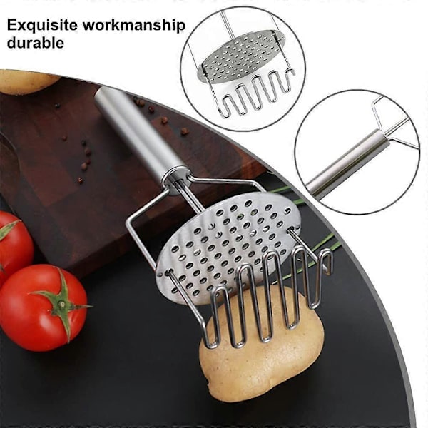Behändig potatisstöt i rostfritt stål, robust potatisstöt för matlagning