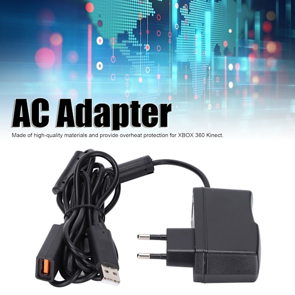 USB till AC-adapter Högkänslig AC-adapter Konverterare Strömkabel för Xbox 360 Kinect Sensor EU-kontakt 100‑240V