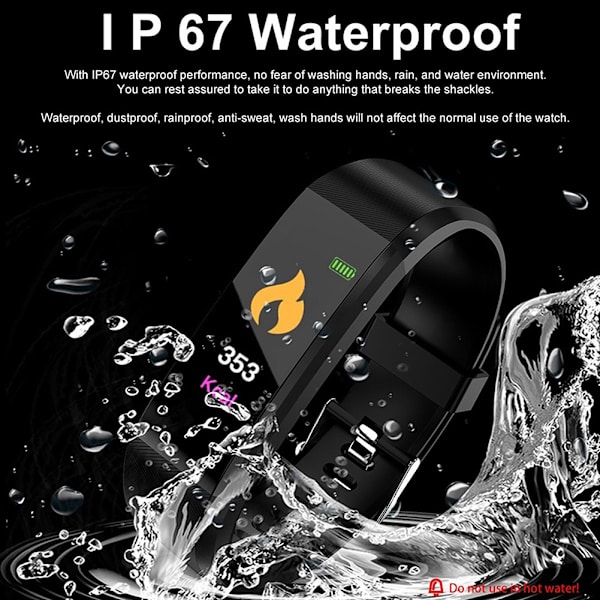 115 Plus Färgskärm smart armband Armband Puls Fitness Tracker (Svart)