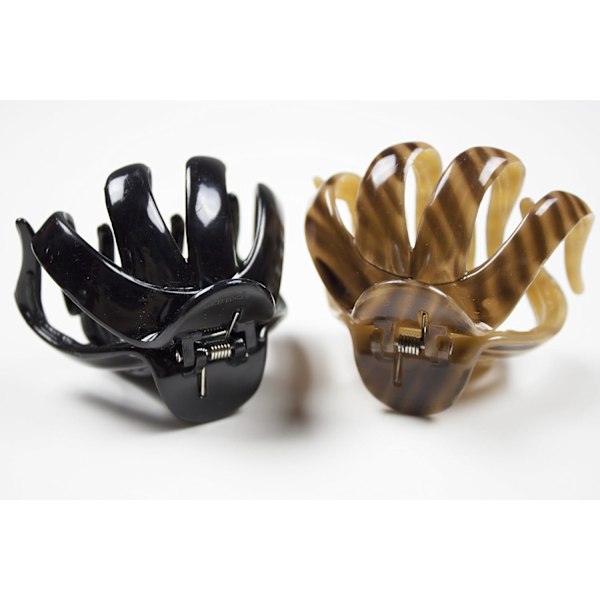 Stilfulla Håraccessoarer, Halkfri Design Bläckfisk Hårklämmor för Medium till Tjockt Hår, Svart & Sköldpaddsmönstrad (1-pack)