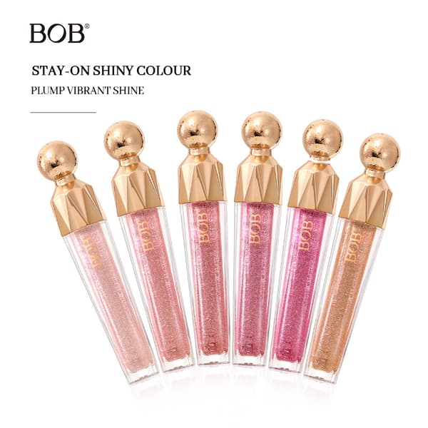 Bob skimrende lipgloss, langvarig, enkel å påføre, blank leppefarge med speilfinish 04