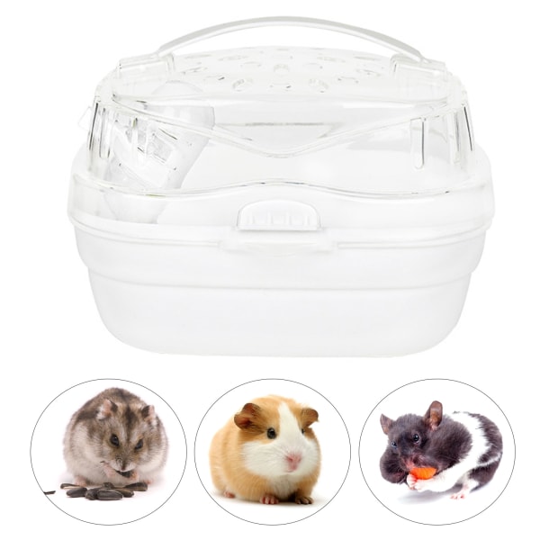 Bæretaske til hamster Bur Bærbar Letvægts Bæretaske til små dyr til udendørs rejser Moonlight White