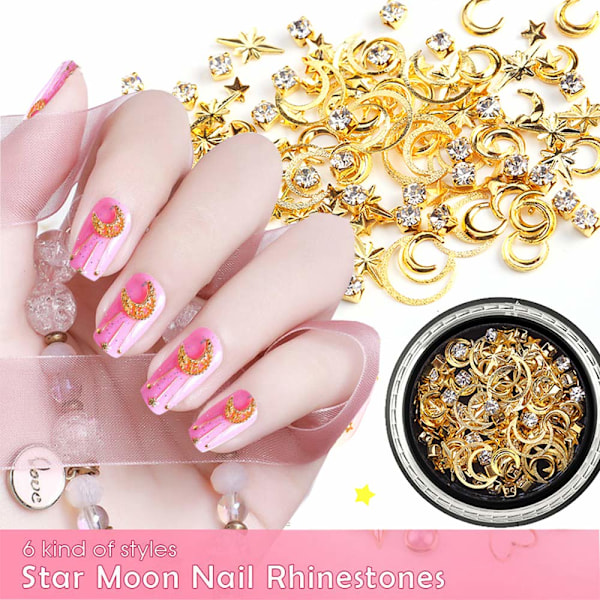 3D Guld Nagel Studs För Fingernaglar, AB Flatback Nagel Strass Professionella Verktyg, Nagel Flakes Dekorationer, Set Om 6