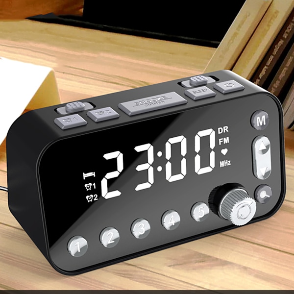 DAB Väckarklocka FM Radio Portabel Musikspelare Svart med LED Stor Display