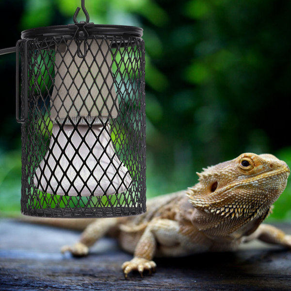 Metall Anti skålding Keramisk Varme Lys Lampeskjerm for Reptil Kylling Brooder Svart