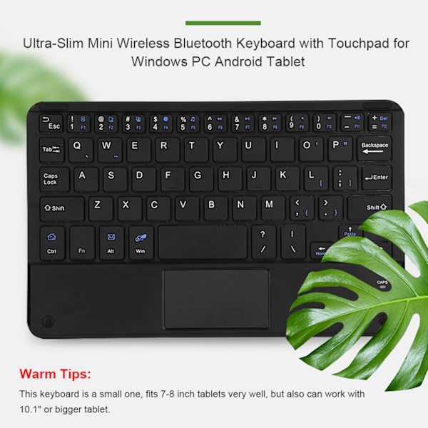 UltraSlim Mini Trådlöst Bluetooth-tangentbord med pekplatta för Windows PC Android-surfplatta