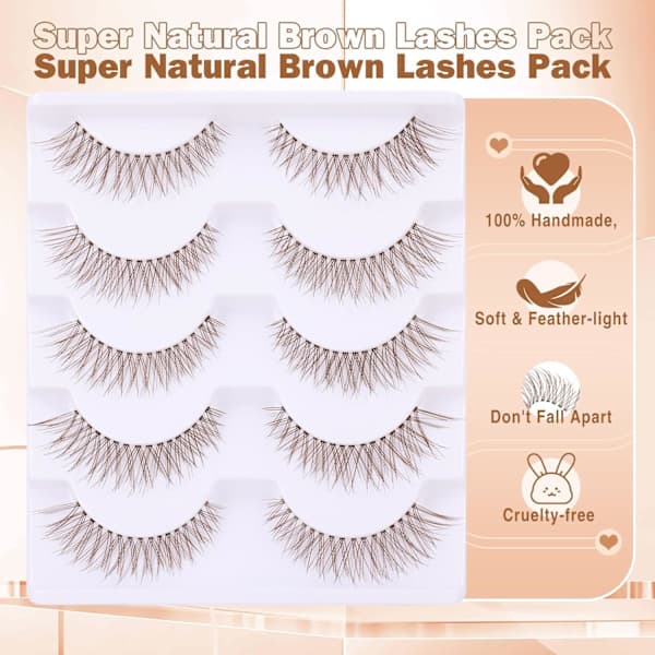 Brown False Eyelashes, Natural D Curl Cat Lashes, DIY Individual Lashes for Home Use and Beginners Z01 Z01