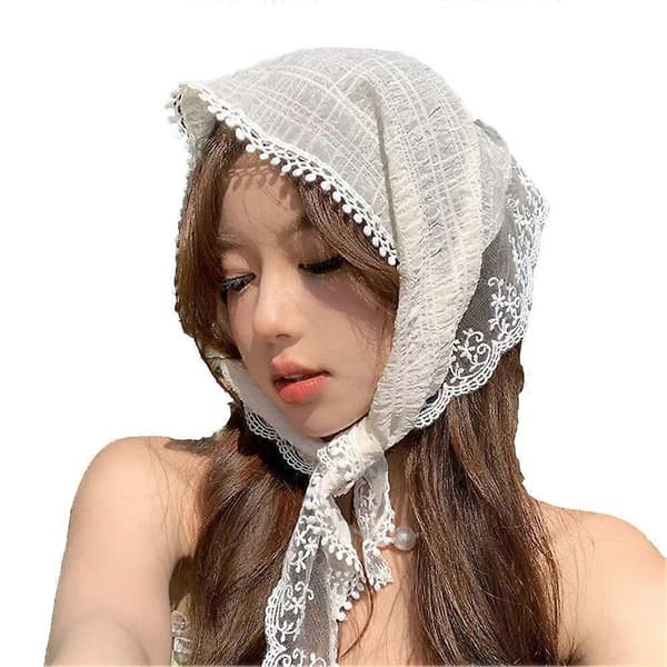 Trekantet hodebånd for kvinner, hårtilbehør, bandana, skjerf white one-size