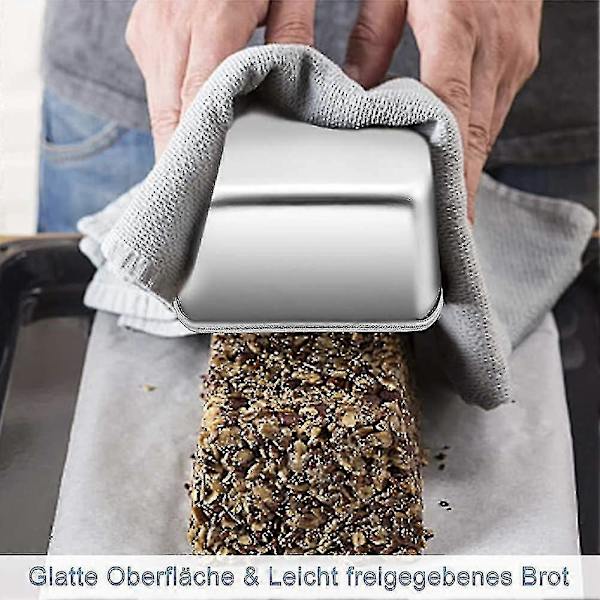 Brødformssæt i rustfrit stål, 2 stk., rektangulær bageform til brød og kage
