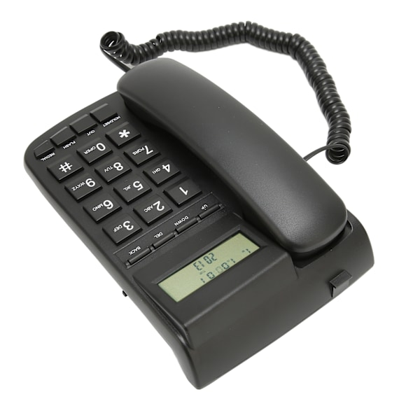Fasttelefon med nummerpresentation, stora knappar, volymjustering, väggmontering, skrivbordsfasttelefon med LCD-bakgrundsbelysning