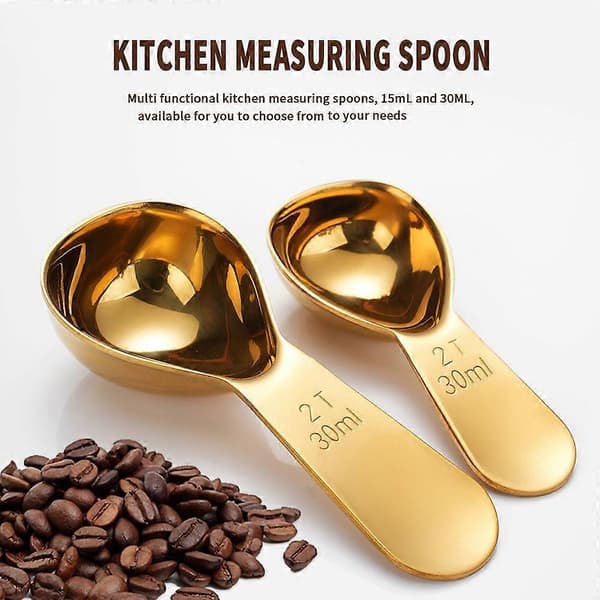 Måleskje i rustfritt stål for kaffe, melkepulver, teblader, 30 ml Black
