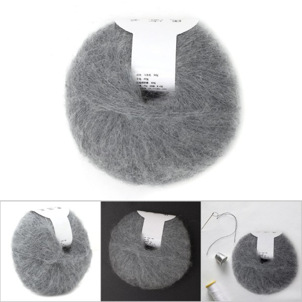 Populær Soft Mohair Pashm Knit Angora Long Wool Garn Hot (lysegrå)