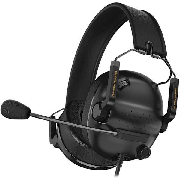 Surroundljud Gaming Headset med Brusreducerande Mikrofon - Avtagbara Öronkuddar i Memory Foam - Portabla Hopfällbara Hörlurar för PC, PS4, PS5