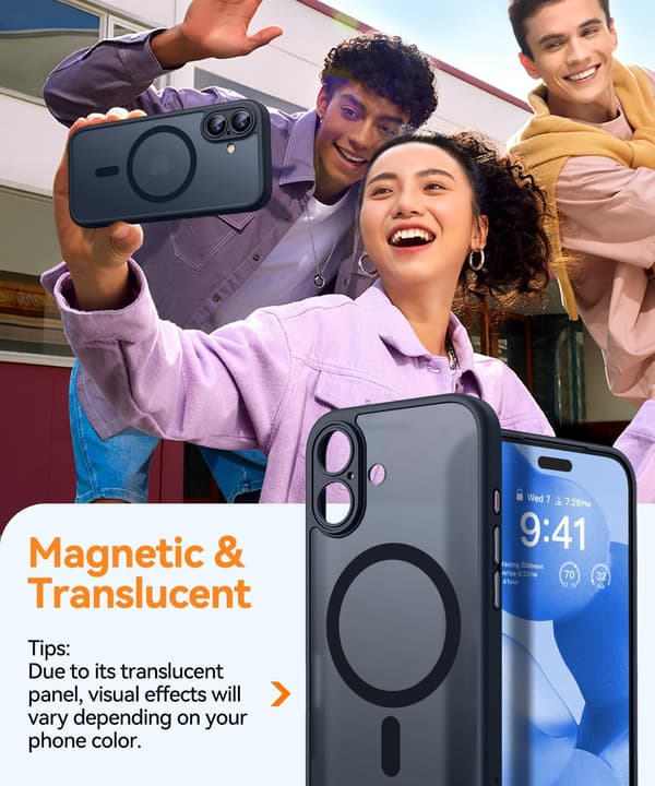 Magnetic Case for iPhone 17 (6.3\"), Upgraded [Full Camera Protection] [MagSafe Compatible] Shockproof Protective Cover