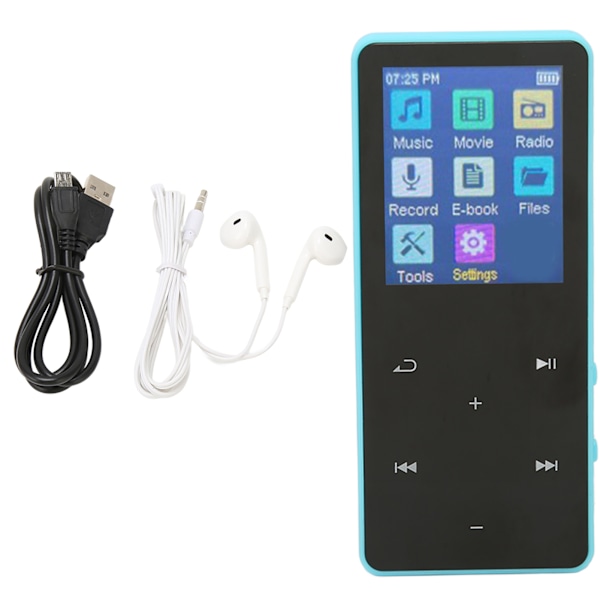 MP3 MP4-spelare 1,8 tums pekskärm Bluetooth 5.0 HiFi Förlustfri Lättviktig Bärbar Musikspelare för Sport Blå
