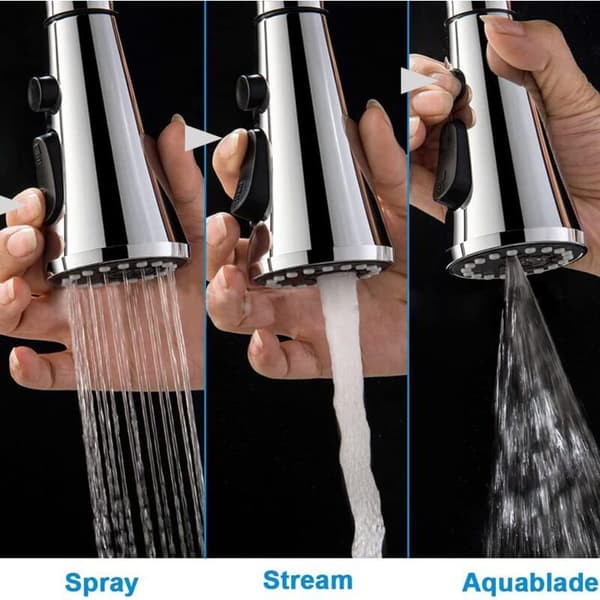 3-modus uttrekkbar kjøkkenkran-sprøyte, G1/2 kjøkkenvask-sprøytehode erstatning for baderomsvask