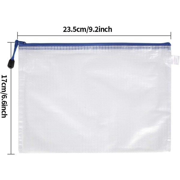10 pcs A5 Plastic Pockets, Zip Bags A5 Mesh Document Folder for File Storage, School