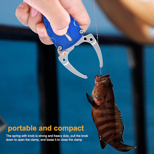 Mini Metall Fisk Läppgrepp Grippare Kroppsklämma Fiske Gripverktyg Tillbehör (Blå)