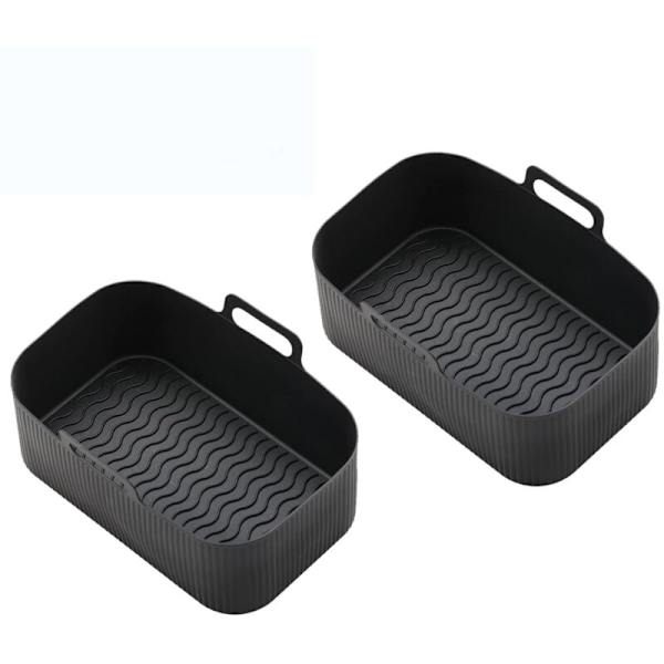 Sæt med 2 Airfryer-bakker, Silikone, Sort