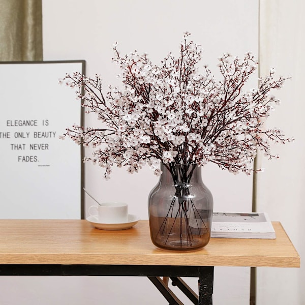 6 Stk Efterår Faux Blomster Falske Babys Breath Blomst Bulk Kunstig Gypsophila Buket Silke Blomsterarrangementer Centerpieces for Home Køkken Soveværelse White