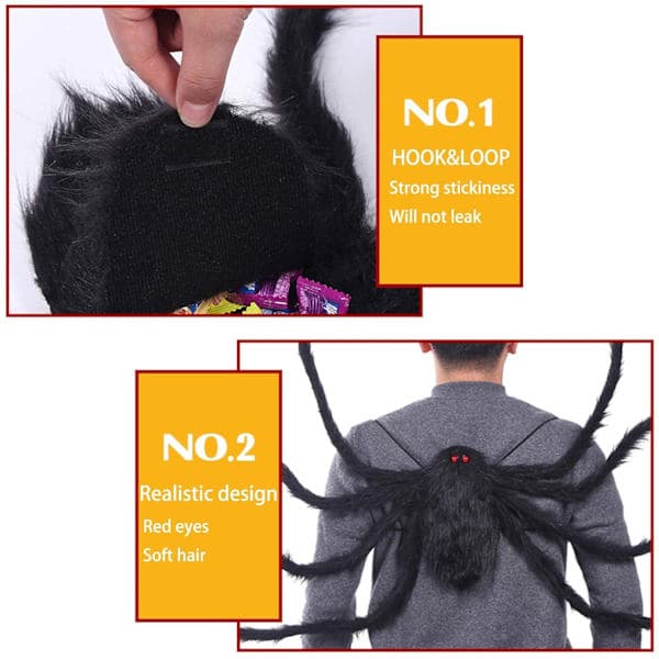 Halloween Spider Backpack Costume Funny Candy Bag for Adults S S