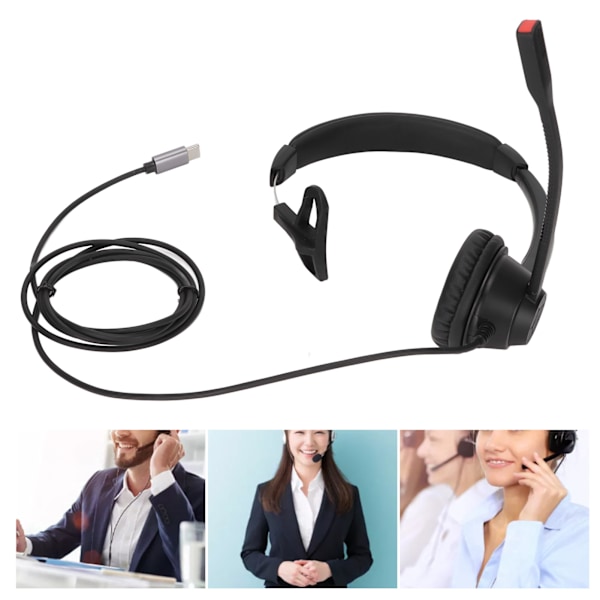 Telefonheadset Monaural Kundtjänsthörlurar med Mikrofon för Callcenter Telemarketing