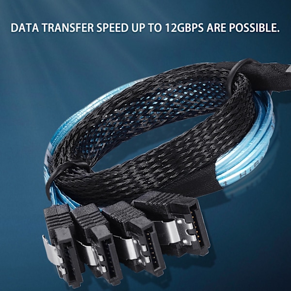 12GBPS Mini SAS HD SFF 8643 till 4 SATA 3.0 Kabel PVC Dubbelkanal 7P Server Hårddisk Array Datalinje 1m / 3.3ft