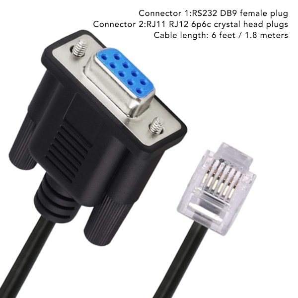 RS232 DB9Pin Hona till RJ11 RJ12 6P6C LAN Nätverk Seriell Konsolkabel för Sevo Drive för Leadshine Stepper Enheter