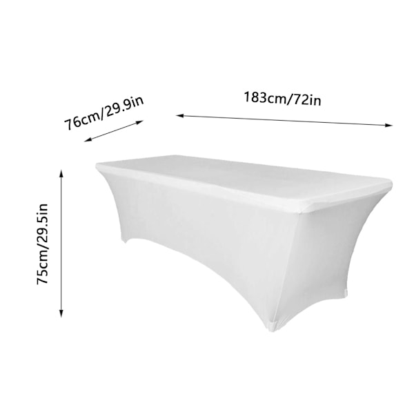 Suorakulmainen pöytäliina, joustava pöytäliina häihin, juhliin ja kotiin (Valkoinen 122*76*75cm)