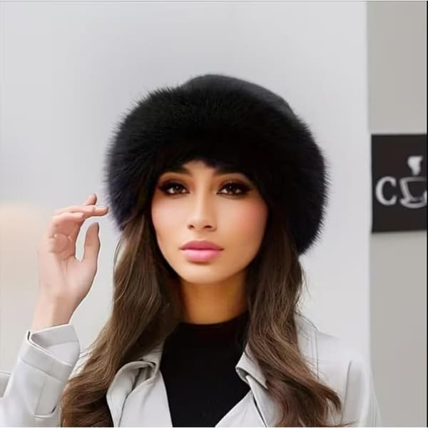Blød Faux Fur Bucket Hat - Varm Vinter Mongolsk Hat med Øreklapper Sort[TT] Black 65